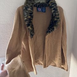 Leopard Faux Fur Sweater/cardigan 