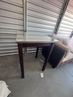 Metal high table w/ 3 chairs
