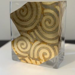 New Gold Gilded Rectangular Vase By Tamara Childs