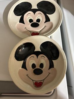 Vintage Mickey Mouse Bowl And Plate