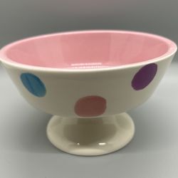 Ceramic Polka Dots Ice Cream Dish Single Pink White 