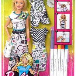 *BRAND NEW* Barbie Crayola Color-In Fashion Doll & Fashions with Barbie Doll, 10+ Pieces
