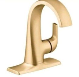KOHLER Cursiva Single Handle Single Hole Bathroom Faucet in Vibrant Brushed Moderne Brass