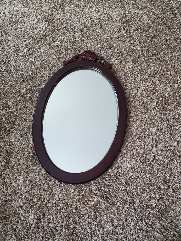 Oval Wood Framed Mirror
