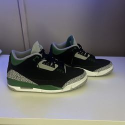 8.5 Men's Air Jordan 3 Retro - Black/ Pine Green - Silver - White