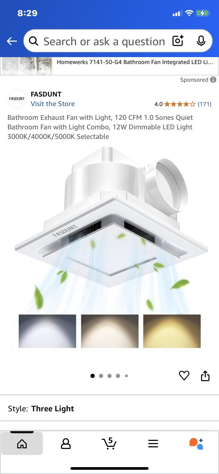 Brand New Bathroom Exhaust Fan with Led Light