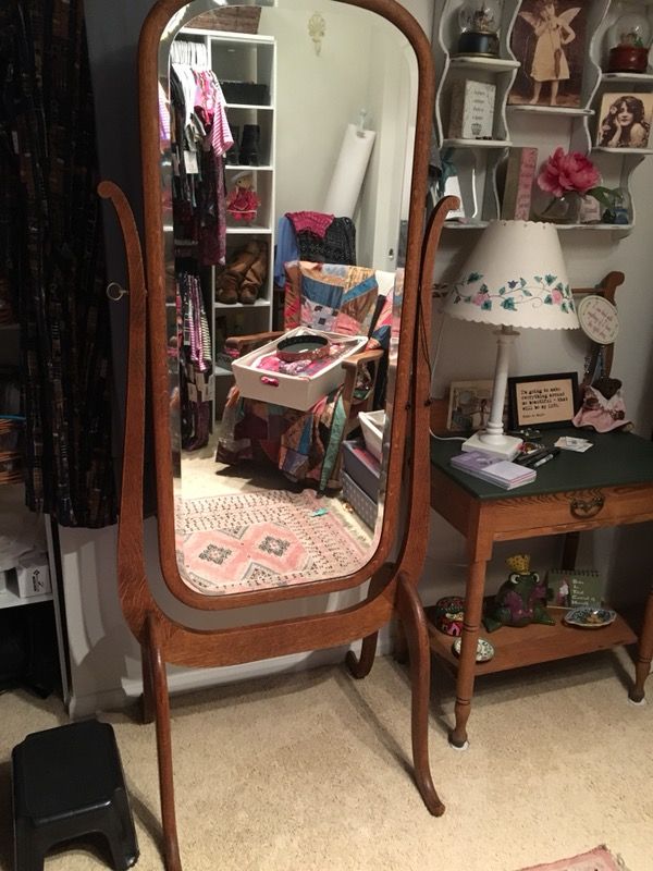 Antique oak dressing mirror