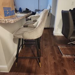 2 Velvet Gray Stools