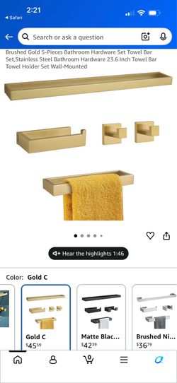 Brushed Gold Bathroom Hardware Set