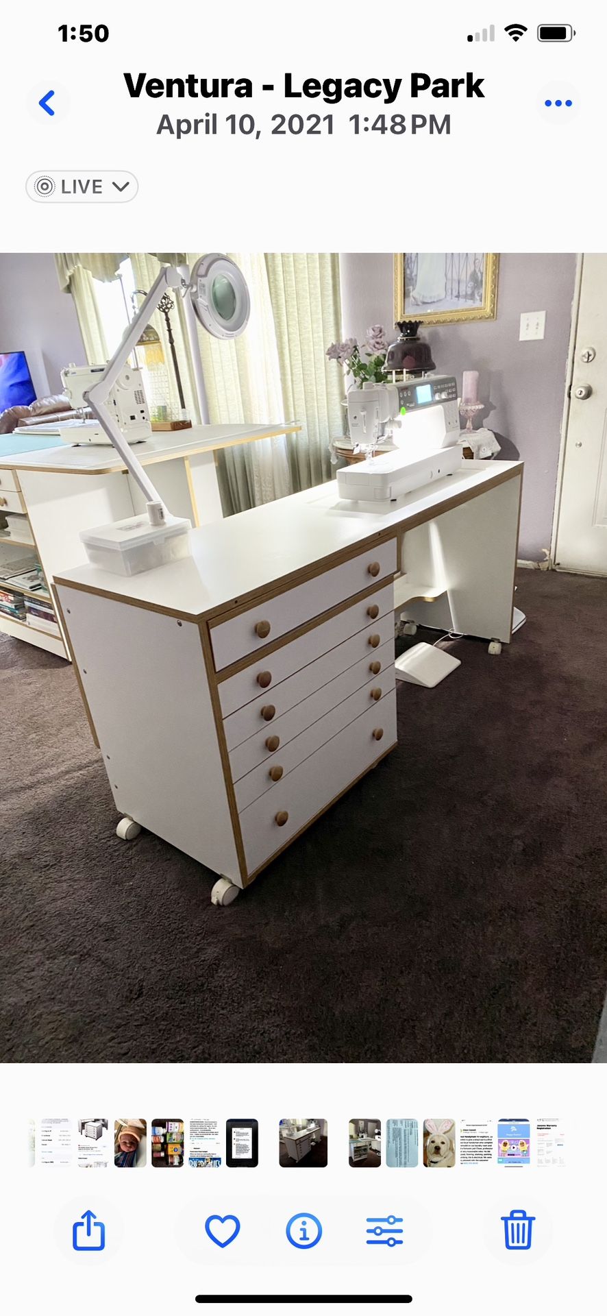 HORN OF AMERICA QUILTERS DREAM 3180 SEWING TABLE…LIKE NEW