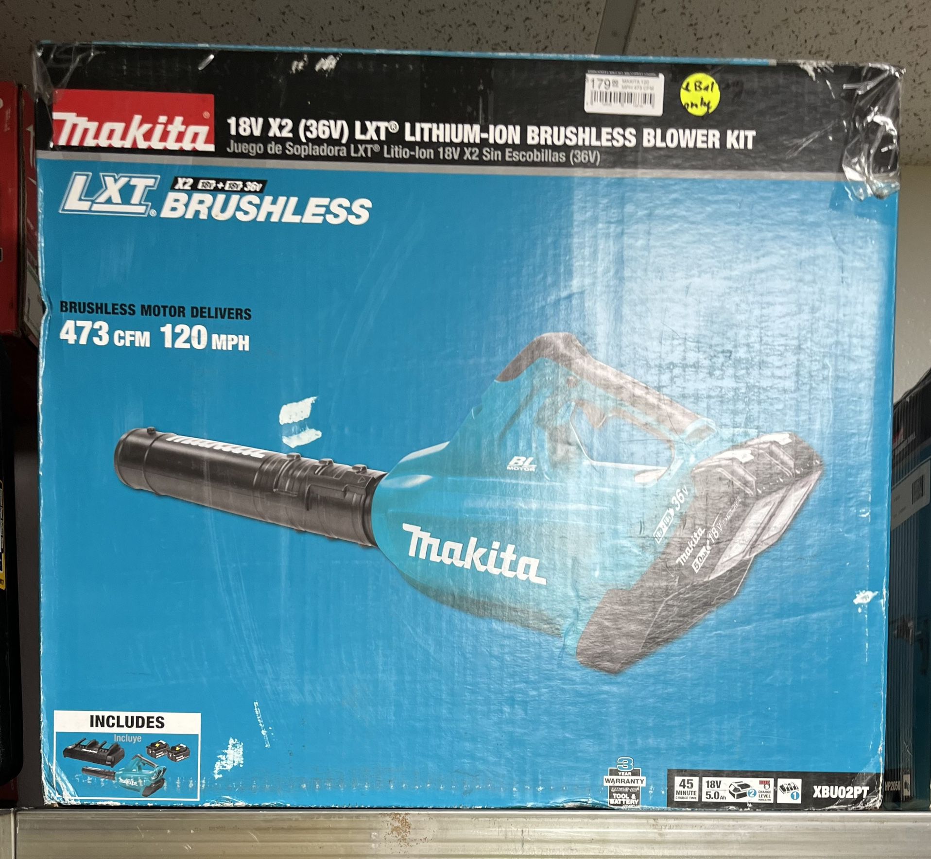 Makita 18V LITHIUM-ION BRUSHLESS BLOWER KIT (Missing 1 Battery)
