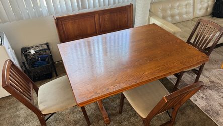 Wood Dining Table with Chairs and Bench
