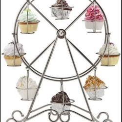 Stainless Steel Rotating Ferris Wheel Cupcake and Dessert Server, for 8 Cupcakes