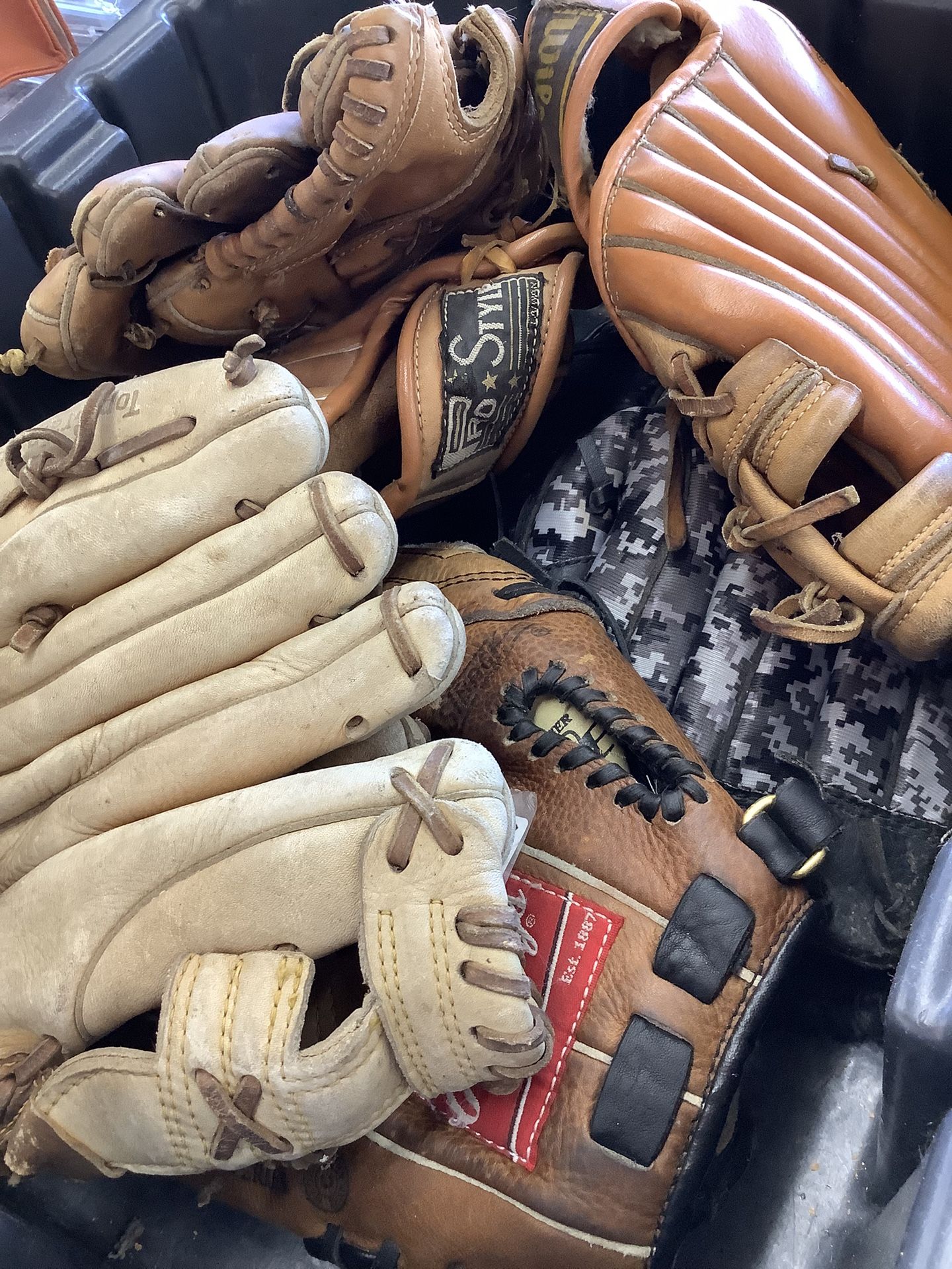 Baseball Gloves - Wilson $5 - Louisville $5 - Adidas $20 - Pro style $ 20 - YOU PICK