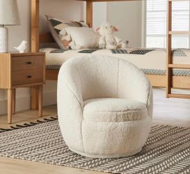 Better Homes & Gardens Mira Kids Swivel Chair, Cream Faux Shearling
