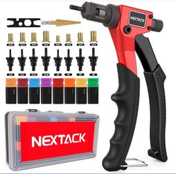NEXTACK Rivet Nut Tool Kit With Step Drill Bit & 80 Nutserts For Tight Space, 8 Inch Rivnut Tool Set Riveter With 8 Mandrels 6-32 8-32 10-24 1/4-20 M3