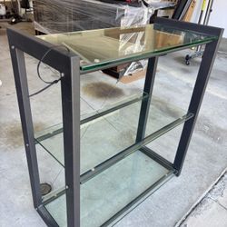 Modern Glass Console Table / TV Stand (Black Metal Frame)