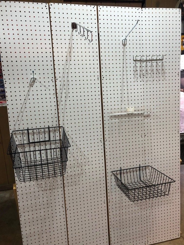 4 Panel Free Standing Pegboard Almost 6 Foot Tall