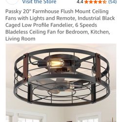 Passkey 20” Farmhouse Ceiling Fan With Light