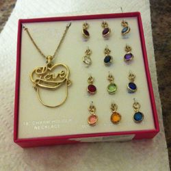 Love 18" Fashion Costume Necklace Family is Everything Birthstone Charm Holder Set Gift