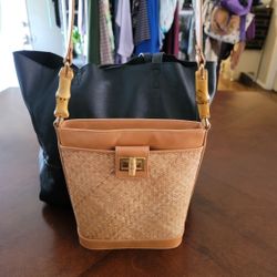 2 Very nice handbag! Leather and wicker/bamboo $30