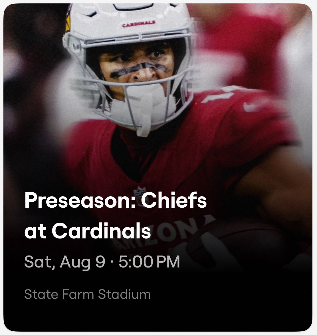 Kansas City Chiefs vs Arizona Cardinals - Front Row, 2nd Or 3rd