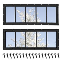 Transom Windows 2 Pack, 10" X 29", Black