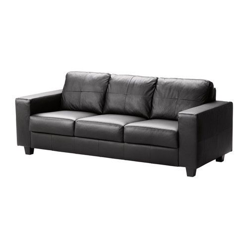 IKEA Skogaby Black Leather Sofa