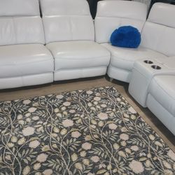 SECTIONAL GENUINE LEATHER RECLINER ELECTRIC WHITE COLOR ..✅💥🚚 DELIVERY SERVICE AVAILABLE 🚚💥🚚✅