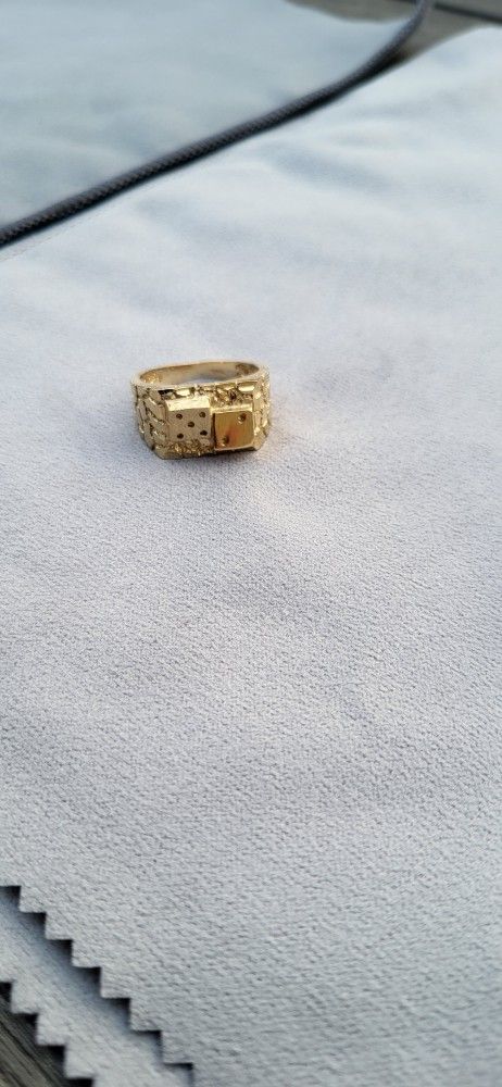 14k Solid Gold Nugget Dice Ring