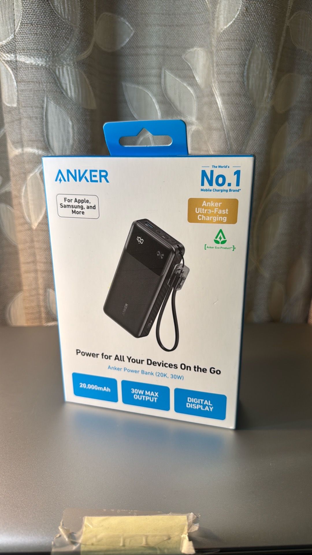 Anker Power Bank (20,000mAh, 30W), specifically model A1384H11. This portable charger is designed to provide high-capacity power for devices like smar