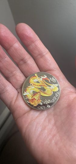 Majestic Chinese Dragon Gold  plated Lucky Coin