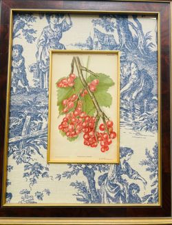 Pair of Custom Framed Antique 1904 Botanical Prints – Blue & White T