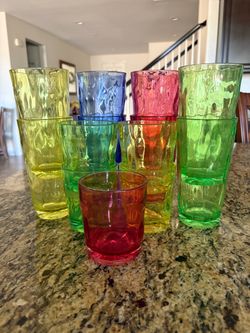 Durable plastic glasses large and small