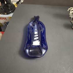 Gorgeous Melted Cobalt Blue Art Glass Bottle With White Lighthouse Design Spoon Rest Or Trinket Dish 11.25" SEE DESCRIPTION 