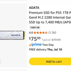 Adata 1tb SSD For Ps5