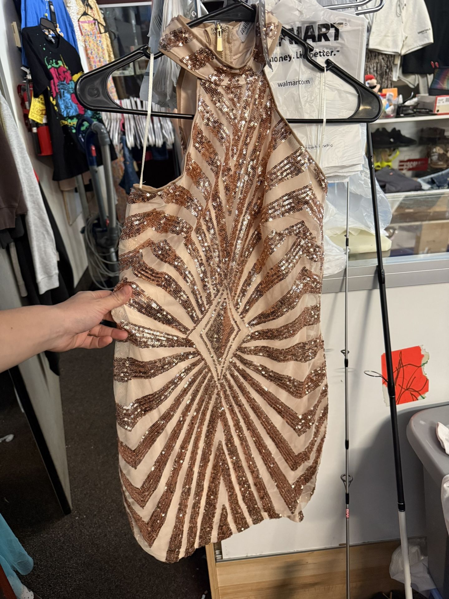 Fashion Nova Gold Dress Size Small New