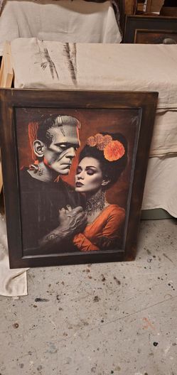 21x28" wood cabinet  door repurposed.  Frankenstein