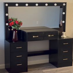 Modern LED Vanity W/ Charging Station & Drawers 