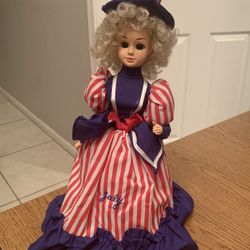 Vintage BRINNS 1988 July Independence 13.5" Doll Korea Blue Eyes Blonde Hair