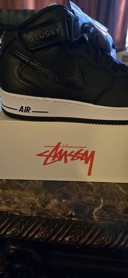NIKE AIR FORCE 1S X  STUSSY X NIKE AIR FORCE 1 MID COLLABORATION 100%  AUTHENTIC NIKE X STUSSY  SIZE 10 MENS 