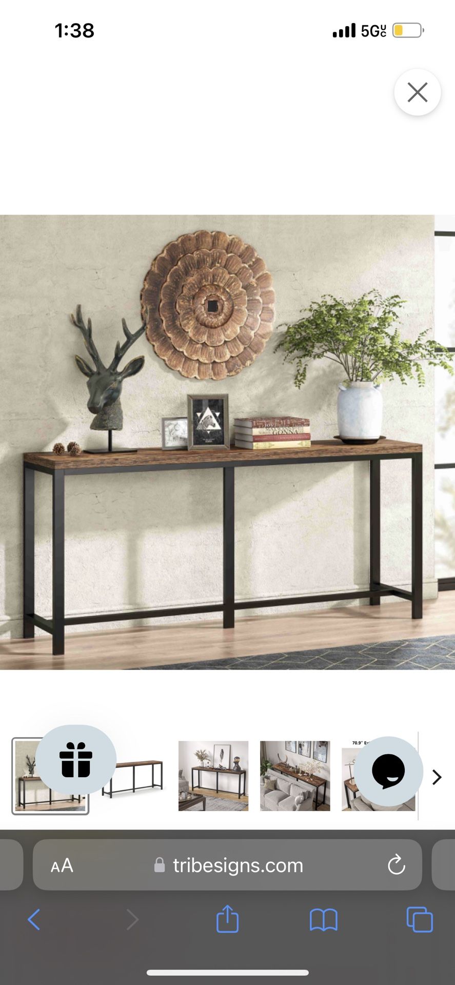 New Tribesigns Console Table, Narrow Hallway Table, 70.9 inch Sofa Table