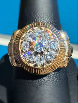 14k solid yellow gold 1.1CTW Natural Diamond Rolex Watch style ring sz 9