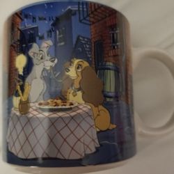 vintage Disney Store Lady and the Tramp collectible coffee mug