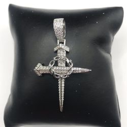 925 Grams 2.10CT MOISSANITE Nail Cross men’s Pendant 