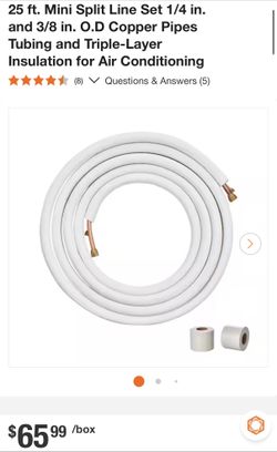 25 ft. Mini Split Line Set 1/4 in. and 3/8 in. O. D Copper Pipes Tubing and Triple-Layer Insulation for Air Conditioning
