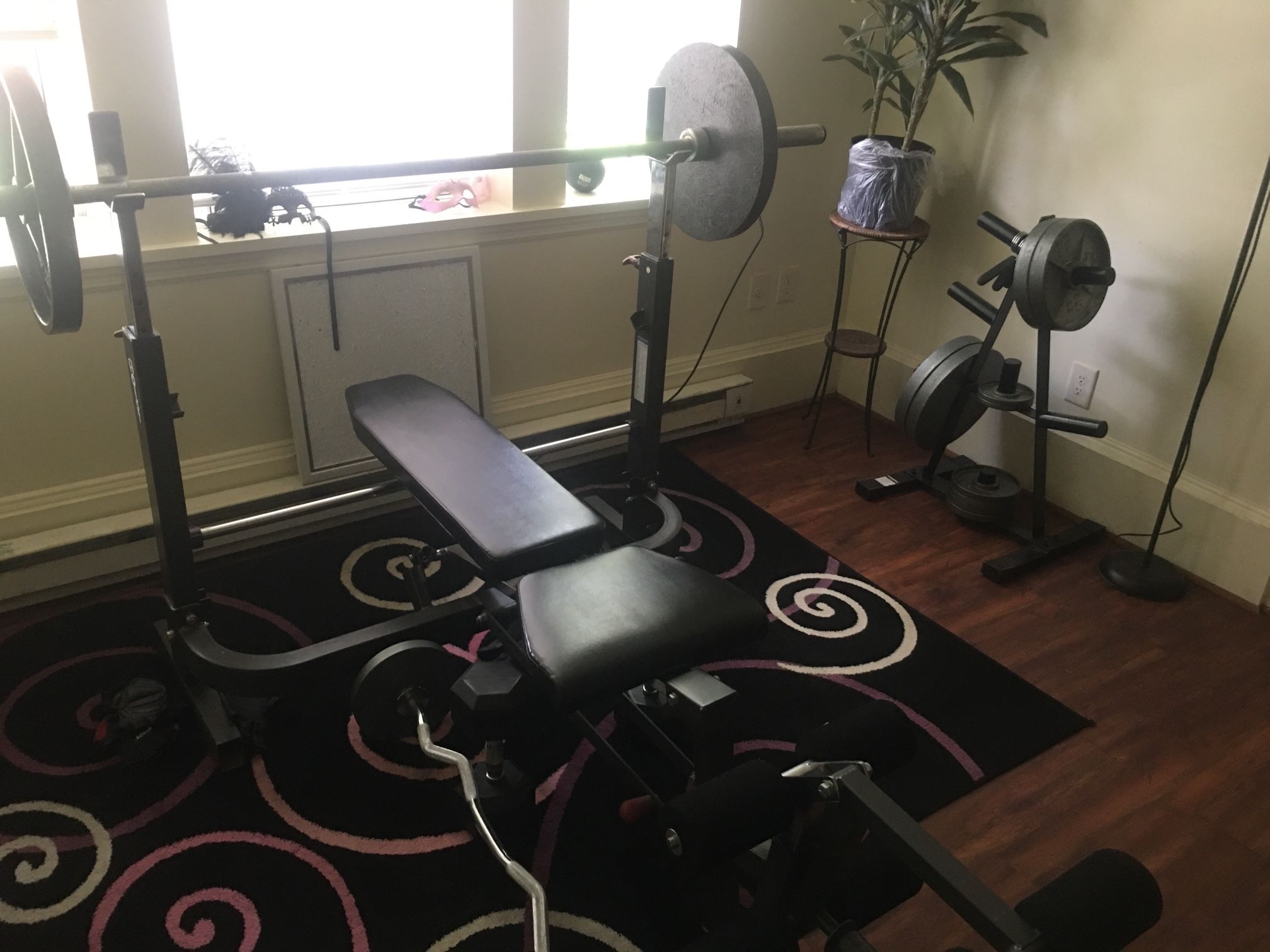 Incline workout bench and weights