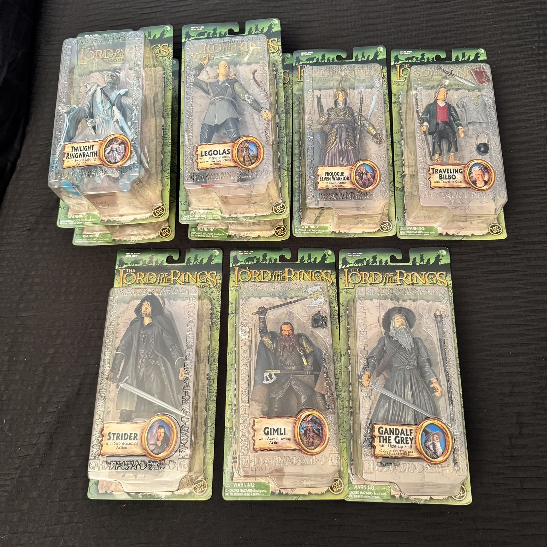 NEW! Lot of 7 Lord Of The Rings Action Figures plus 2 duplicate total of 9 Action Figures see photos.