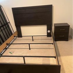 Queen Bed Frame, Nightstand And Dresser 