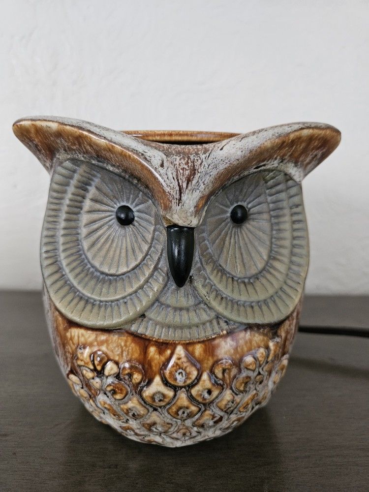 Ceramic Speckled Brown Owl Electric Wax Melt Warmer Light
